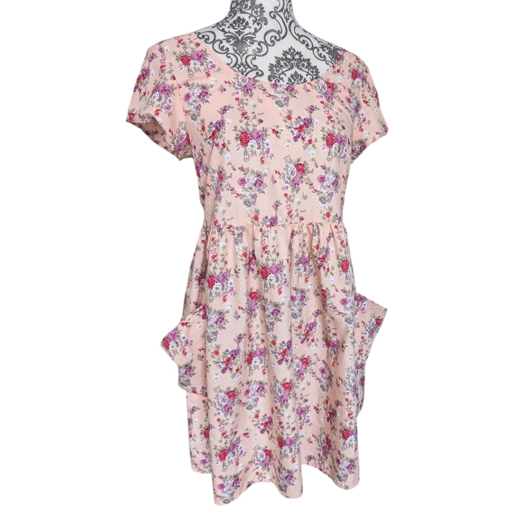 Band of Gypsies Floral Mini Dress Women Medium Pink Boho - Picture 4 of 9